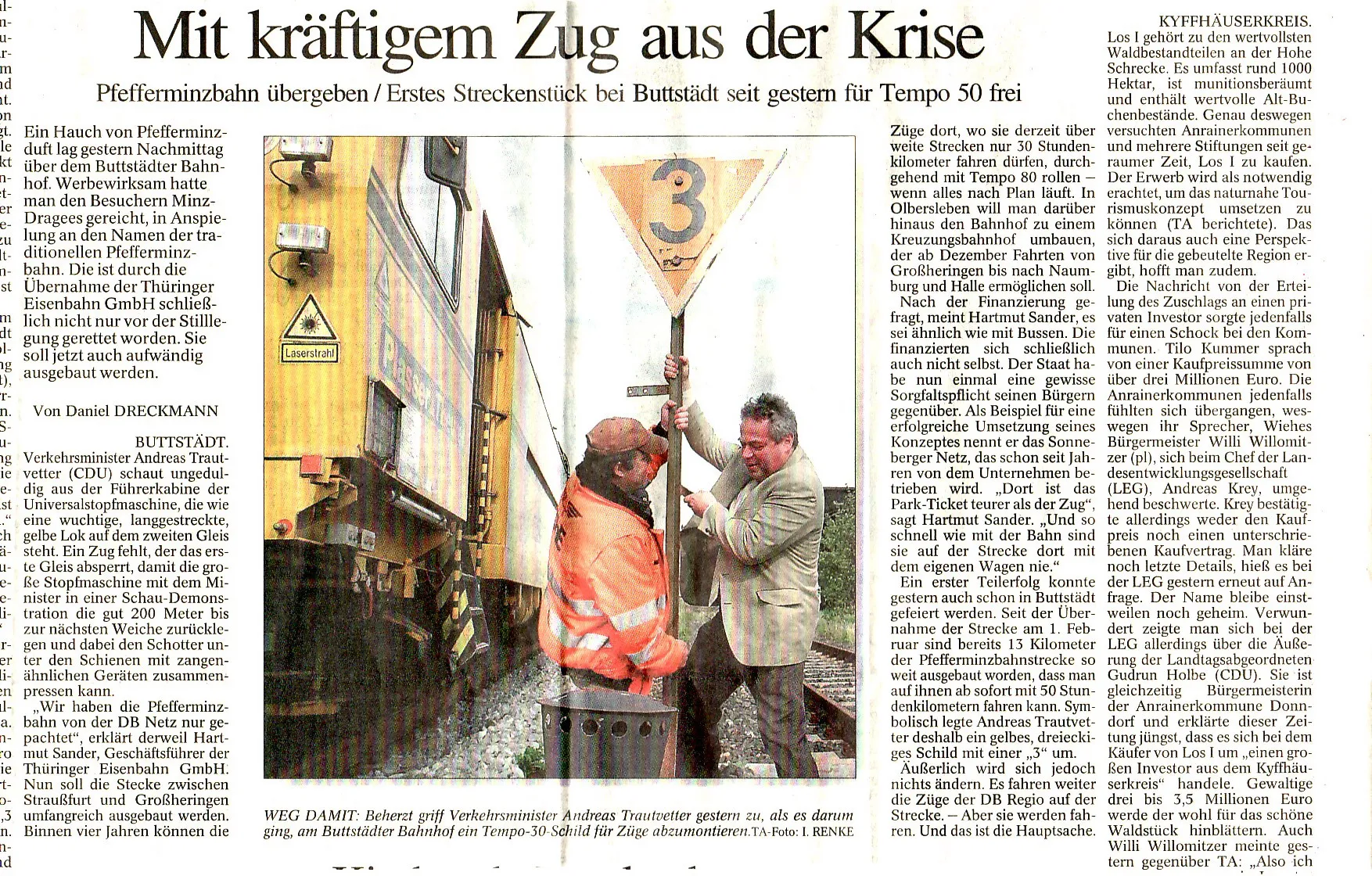 Pfefferminzbahn übergeben